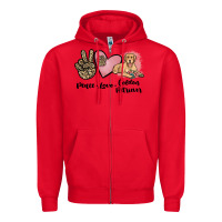 Red peace love golden retriever Zipper Hoodie - JahusDesignShop