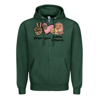 Sports Green peace love golden retriever Zipper Hoodie - JahusDesignShop
