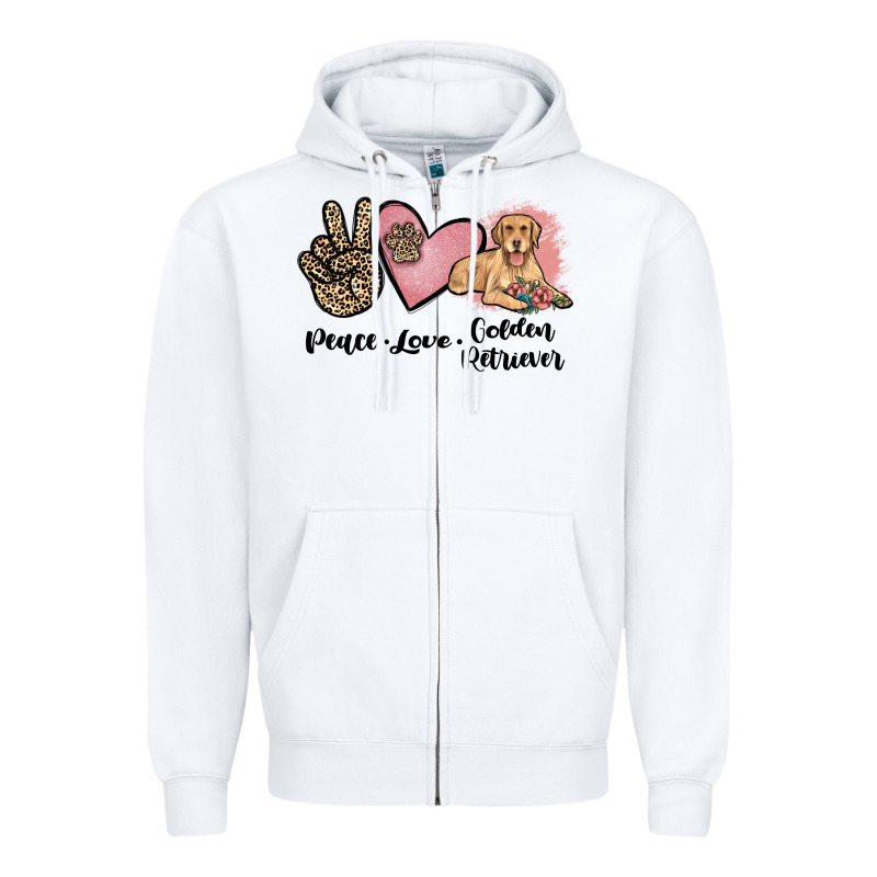 Peace Love Golden Retriever Zipper Hoodie by JahusDesignShop | Teevron