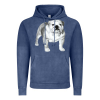 Vintage Denim English Bulldog Art Vintage Hoodie - linhVisuals