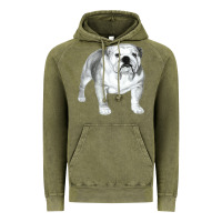 Vintage Olive English Bulldog Art Vintage Hoodie - linhVisuals