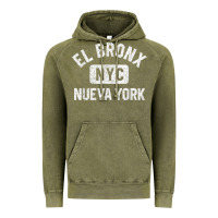 Vintage Olive el bronx nueva york nyc gym style distressed white print t shirt Vintage Hoodie - linhVisuals