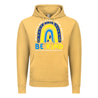 Vintage Mustard be kind down syndrome awareness blue ribbon rainbow march 21 t shirt Vintage Hoodie - linhVisuals