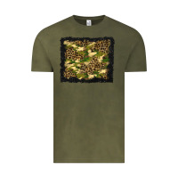 Vintage Olive camouflage and leopard background Vintage Tee - BundleAndBundleShop