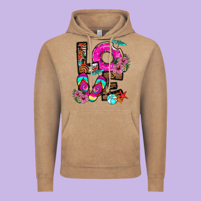 Love Summer Vintage Hoodie Designed By Cowhidedigitalart