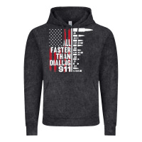 Vintage Black all faster than dialing 911 american flag gun lover for men t shirt Vintage Hoodie - linhVisuals