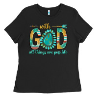 Black with god all things are possible with turquoise gemstone bbs Ladies Tee - BundleAndBundleShop