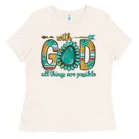 Bone with god all things are possible with turquoise gemstone bbs Ladies Tee - BundleAndBundleShop
