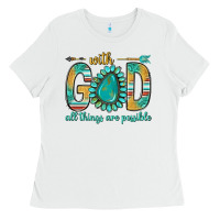 With God All Things Are Possible With Turquoise Gemstone Bbs Ladies Tee | Teevron