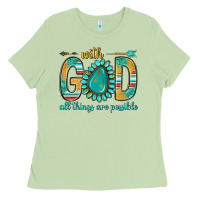 Matcha with god all things are possible with turquoise gemstone bbs Ladies Tee - BundleAndBundleShop