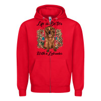 Red life is better with a labrador Zipper Hoodie - JahusDesignShop