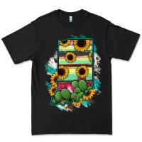 Black Indiana Map Sunflower Cactus Serape Premium Tee - RanaPortraitStore