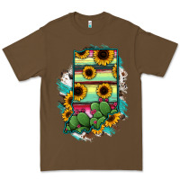 Cacao Indiana Map Sunflower Cactus Serape Premium Tee - RanaPortraitStore