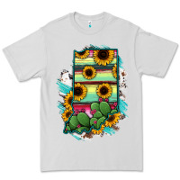 Dove Grey Indiana Map Sunflower Cactus Serape Premium Tee - RanaPortraitStore
