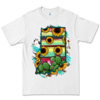 White Indiana Map Sunflower Cactus Serape Premium Tee - RanaPortraitStore