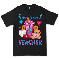 Black One Loved Teacher Valentines Day Cold Drink Frappe Premium Tee - FaDigitalArtStudio