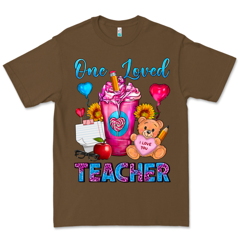 One Loved Teacher Valentines Day Cold Drink Frappe Premium Tee by FaDigitalArtStudio | Teevron