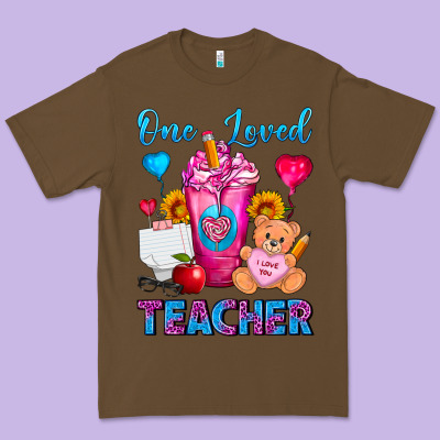 One Loved Teacher Valentines Day Cold Drink Frappe Premium Tee Designed By Fadigitalartstudio