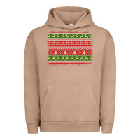 Knitted Christmas Reindeer Pine Tree Background Urban Hoodie | Teevron