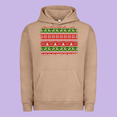 Knitted Christmas Reindeer Pine Tree Background Urban Hoodie Designed By Jasminsmagicworld