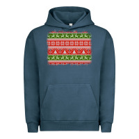 Pigment Midnight Navy knitted christmas reindeer pine tree background Urban Hoodie - Jasminsmagicworld