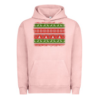 Pigment Salmon knitted christmas reindeer pine tree background Urban Hoodie - Jasminsmagicworld