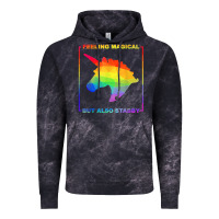 Cloud Black feeling magical but also stabby unicorn rainbow t shirt Vintage Hoodie - linhVisuals