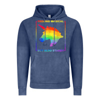 Vintage Denim feeling magical but also stabby unicorn rainbow t shirt Vintage Hoodie - linhVisuals