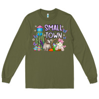 Army Green Small Town Easter Day Long Sleeve Tee - CowhideDigitalArt