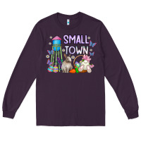Plum Small Town Easter Day Long Sleeve Tee - CowhideDigitalArt