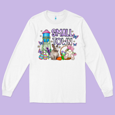 Small Town Easter Day Long Sleeve Tee Designed By Cowhidedigitalart
