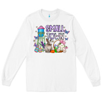 White Small Town Easter Day Long Sleeve Tee - CowhideDigitalArt