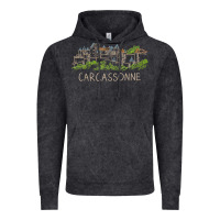 Vintage Black carcassonne france unique hand drawn art gift men women t shirt Vintage Hoodie - linhVisuals