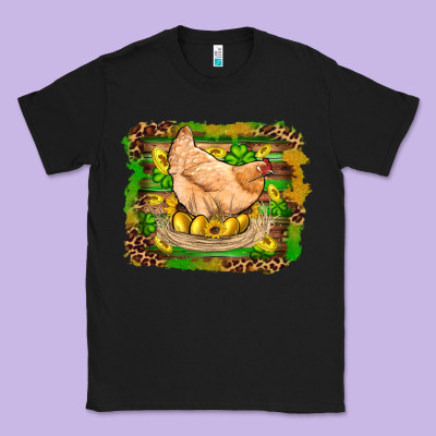 St Patricks Day Farm Chicken Gold Eggs Leopard Serape Glitter Classic Tee Designed By Artiststas