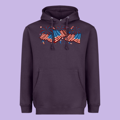 Fourth Of July American Flag Heavyweight Hoodie Designed By Ranaportraitstore