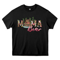 Black Mama bear with daisy Heavy Core Tee - RanaPortraitStore