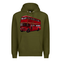 Army Green double decker bus Premium Hoodie - Artiststas