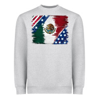 Heather Grey Mexican With American Flag Heavyweight Sweatshirt - RanaPortraitStore