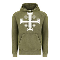 Vintage Olive crusader cross of jerusalem knights templa Vintage Hoodie - linhVisuals