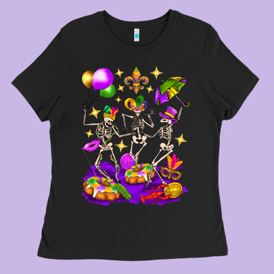 Mardi Gras Skeletons Ladies Tee Designed By Bundleandbundleshop