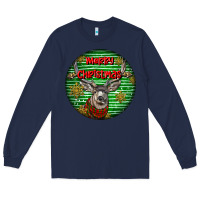 Navy mule buck deer head christmas Long Sleeve Tee - LillyAllenDesigns