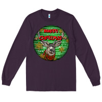Plum mule buck deer head christmas Long Sleeve Tee - LillyAllenDesigns