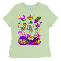 Matcha Mardi Gras Skeletons Ladies Tee - BundleAndBundleShop