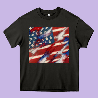 American Flag Glitter 4th Of July Heavy Core Tee Designed By Cowgirlartshop