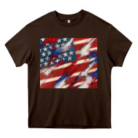 Chocolate Brown American flag glitter 4th of july Heavy Core Tee - CowGirlArtShop