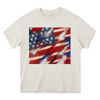 Cream American flag glitter 4th of july Heavy Core Tee - CowGirlArtShop