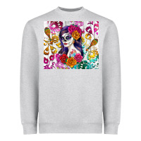 Heather Grey sugar skull girl Heavyweight Sweatshirt - RanaPortraitStore