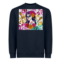 Navy sugar skull girl Heavyweight Sweatshirt - RanaPortraitStore