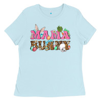 Baby Blue Western Mama Bunny Ladies Tee - BundleAndBundleShop