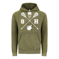 Vintage Olive ohio lacrosse sticks & helmet state outline lax player t shirt Vintage Hoodie - linhVisuals